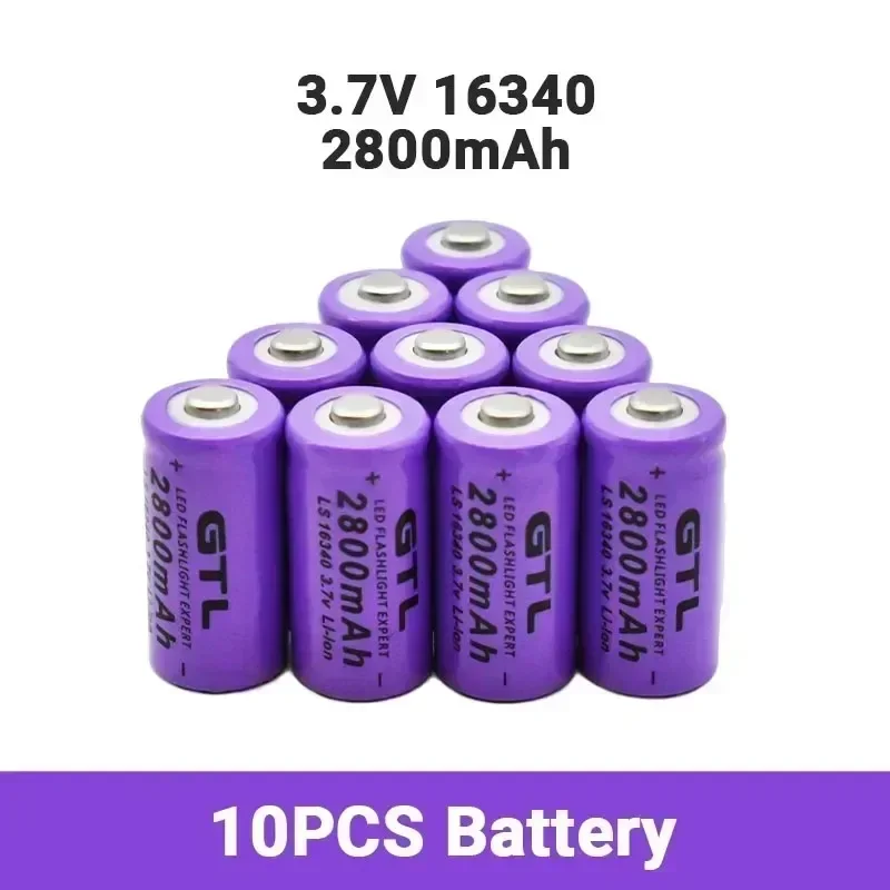 

2800mAh Rechargeable 3.7V Li-ion 16340 Batteries CR123A Battery for LED Flashlight Travel Wall Charger 16340 CR123A Battery