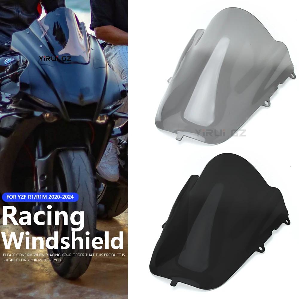 For YAMAHA YZFR1 R1M YZF-R1M  Double Bubble Racing Windscreen Deflector Windshield Wind Deflector YZF-R12020 2021 2022 2023 2024
