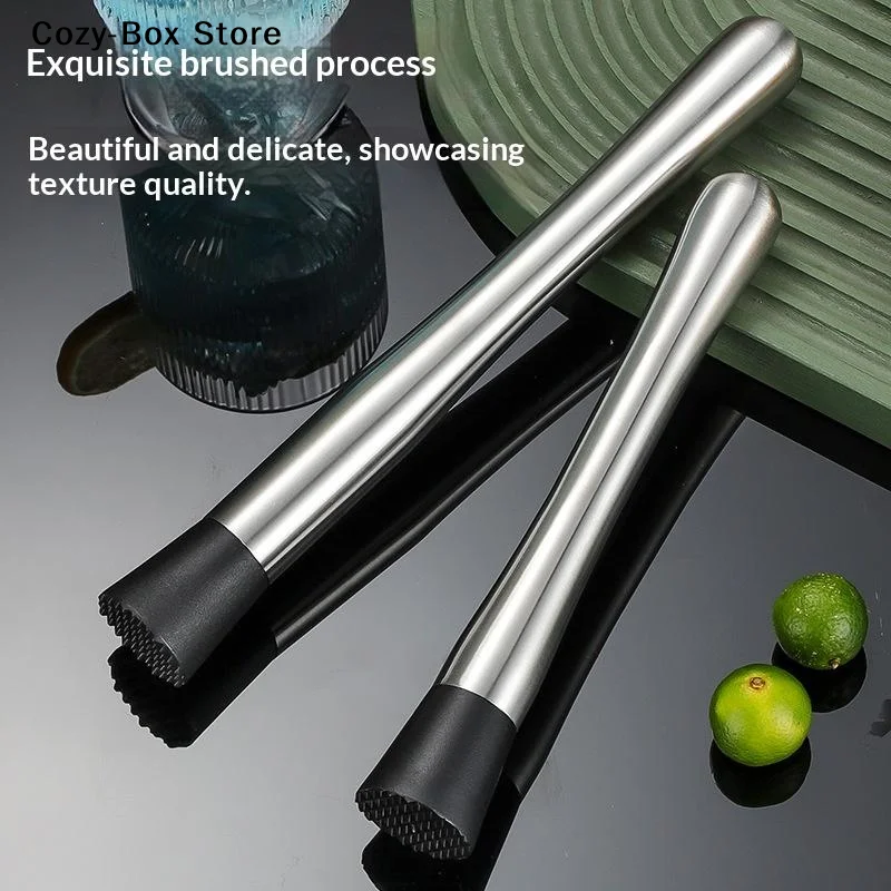 [ZY]Multifunctional Crushed Ice Hammer Stainless Steel Popsicle Sticks Cocktail Swizzle Stick Fruit Lemon Muddle Pestle Bar Tool