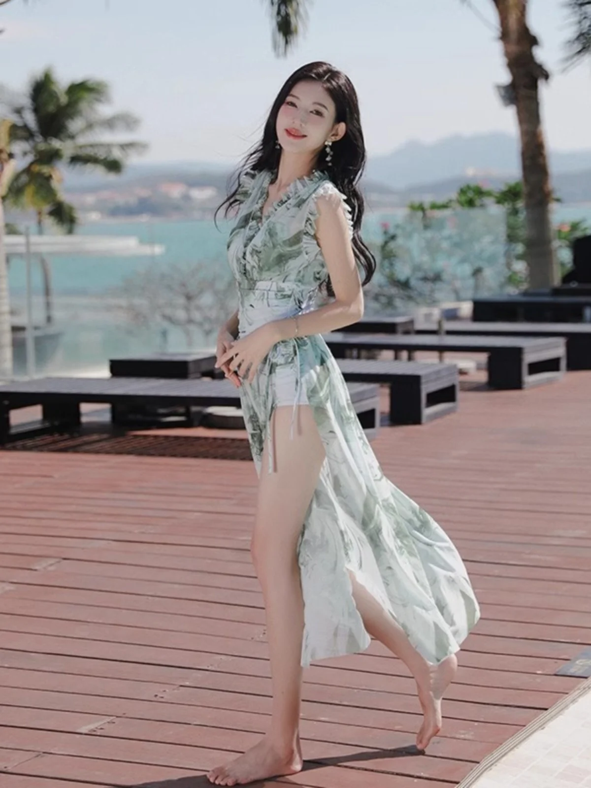 

Conservative plus Size Swimsuit Women's Trendy High-End Feeling Slimming Swimwear Body Covering Tagkita Brand