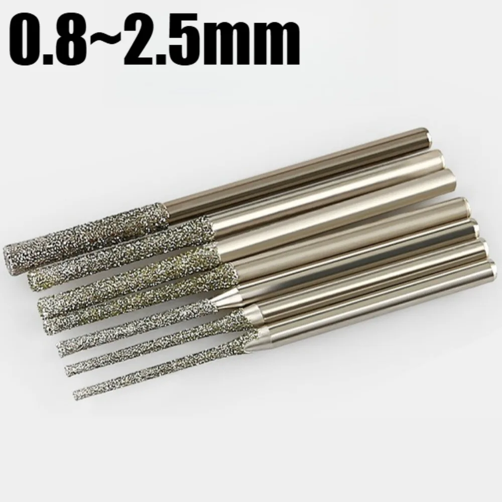 10/5pcs 0.8/1/1.2/1.5/1.8/2/2.5mm Diamond Coated Drill Bits With 2.35mm Shank Glass Jade Amber Jewelry Glass Diamond Drill Bit