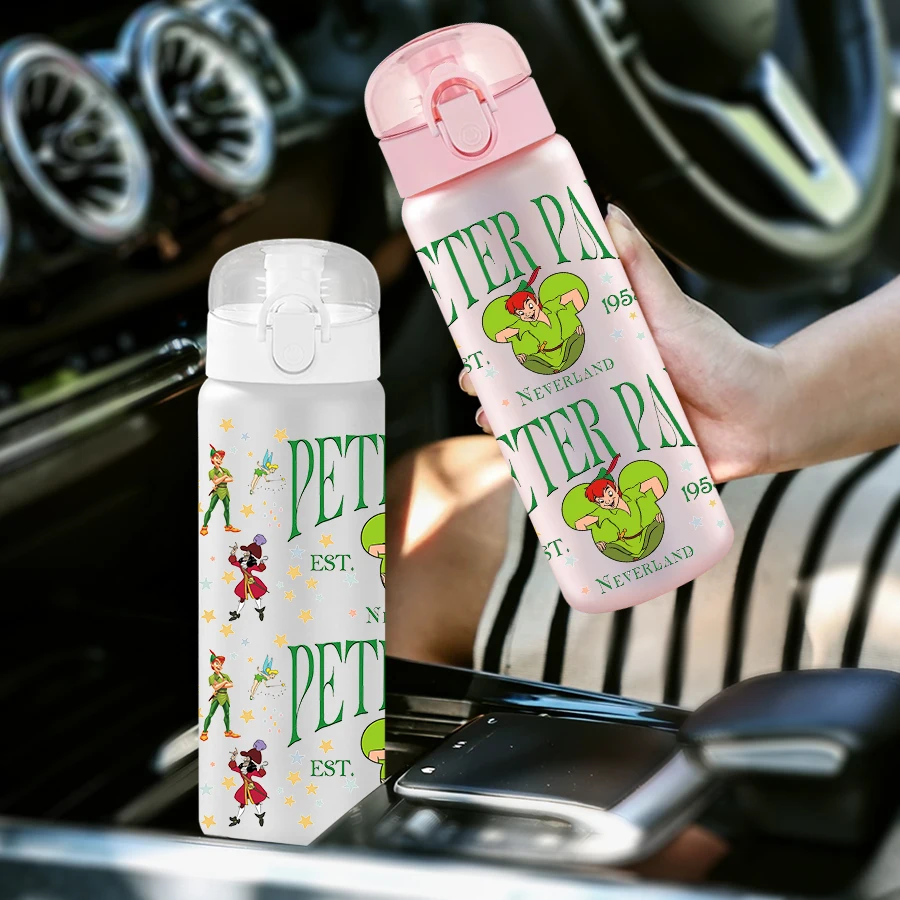 Botella de agua de plástico Disney, Peter Pan, Star, 26oz, taza de agua deportiva con cuerda elevadora, regalo de cumpleaños/retorno a la escuela, 1 ud.