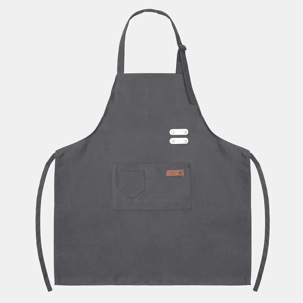 

Новый мягкий фартук из холщовой ткани, регулируемый ремешок на шее, большой карман, универсальный кухонный фартук, фартуши для готовки для женщин и мужчин