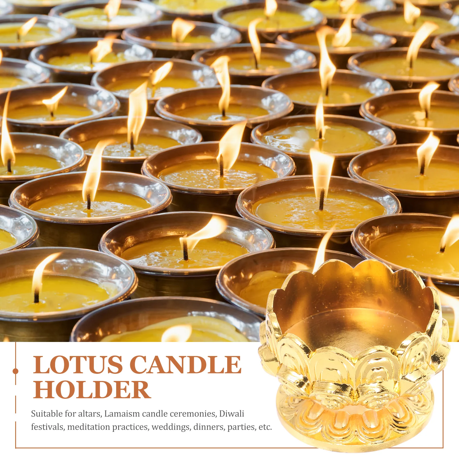 

Lotus Butter Lamp Holder Aluminium Alloy Vintage Stand Home Temple Decorative Holder Buddhist Table Ornament