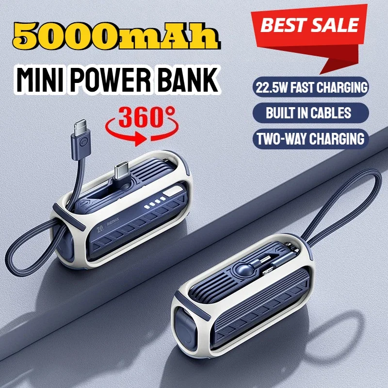 

Мини-Power Bank 22,5 Вт, 5000 мАч, портативное зарядное устройство с двусторонней быстрой зарядкой, внешняя запасная батарея для IPhone, Samsung, Xiaomi Powerbank