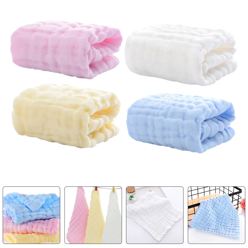 4-delige pure washandjes badhanddoeken gezicht mousseline burp speeksel afdrukken oprispende zakdoek