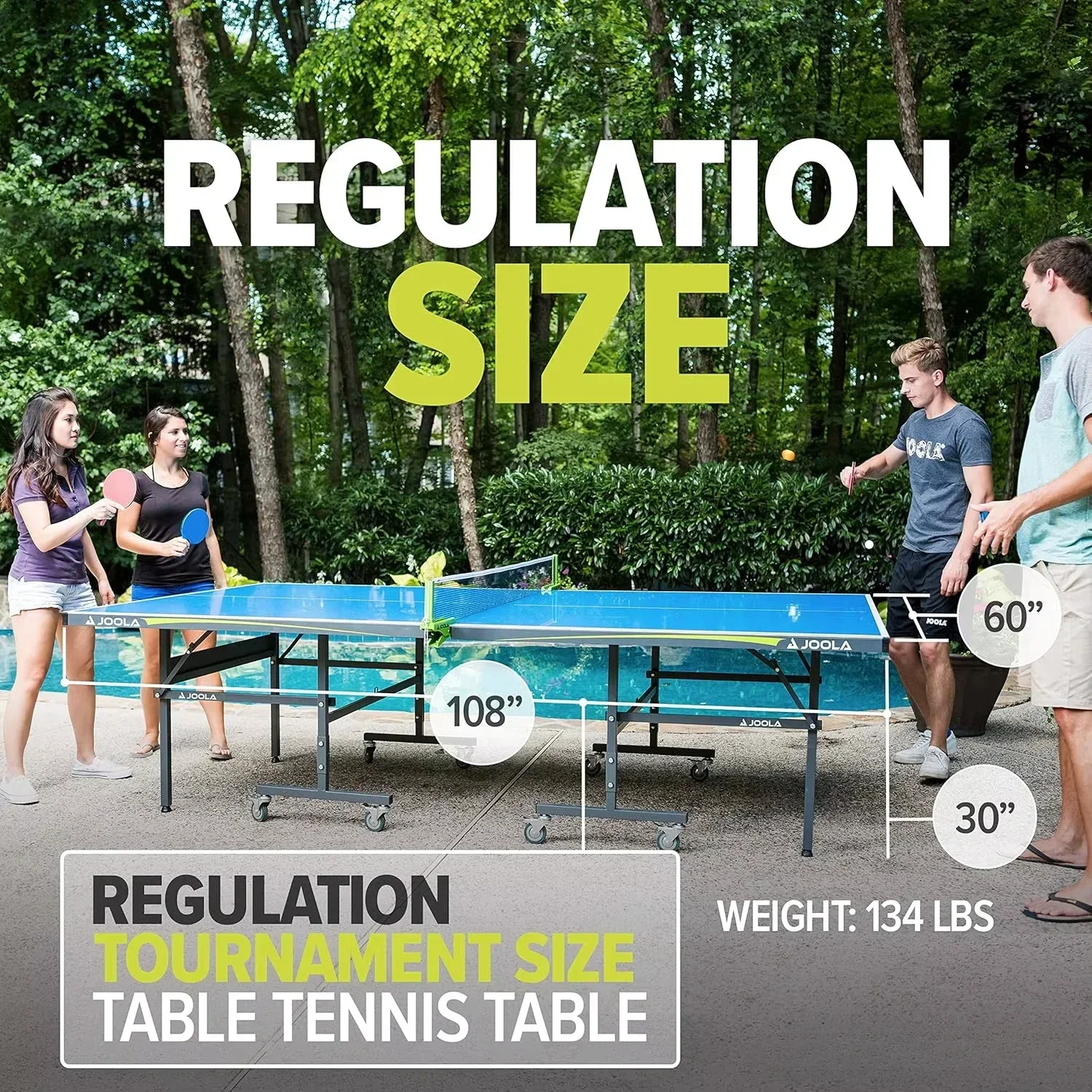 Outdoor Table Tennis Table with Waterproof Net Set - Quick Assembly - All Weather Aluminum Composite Outdoor Ping Pong
