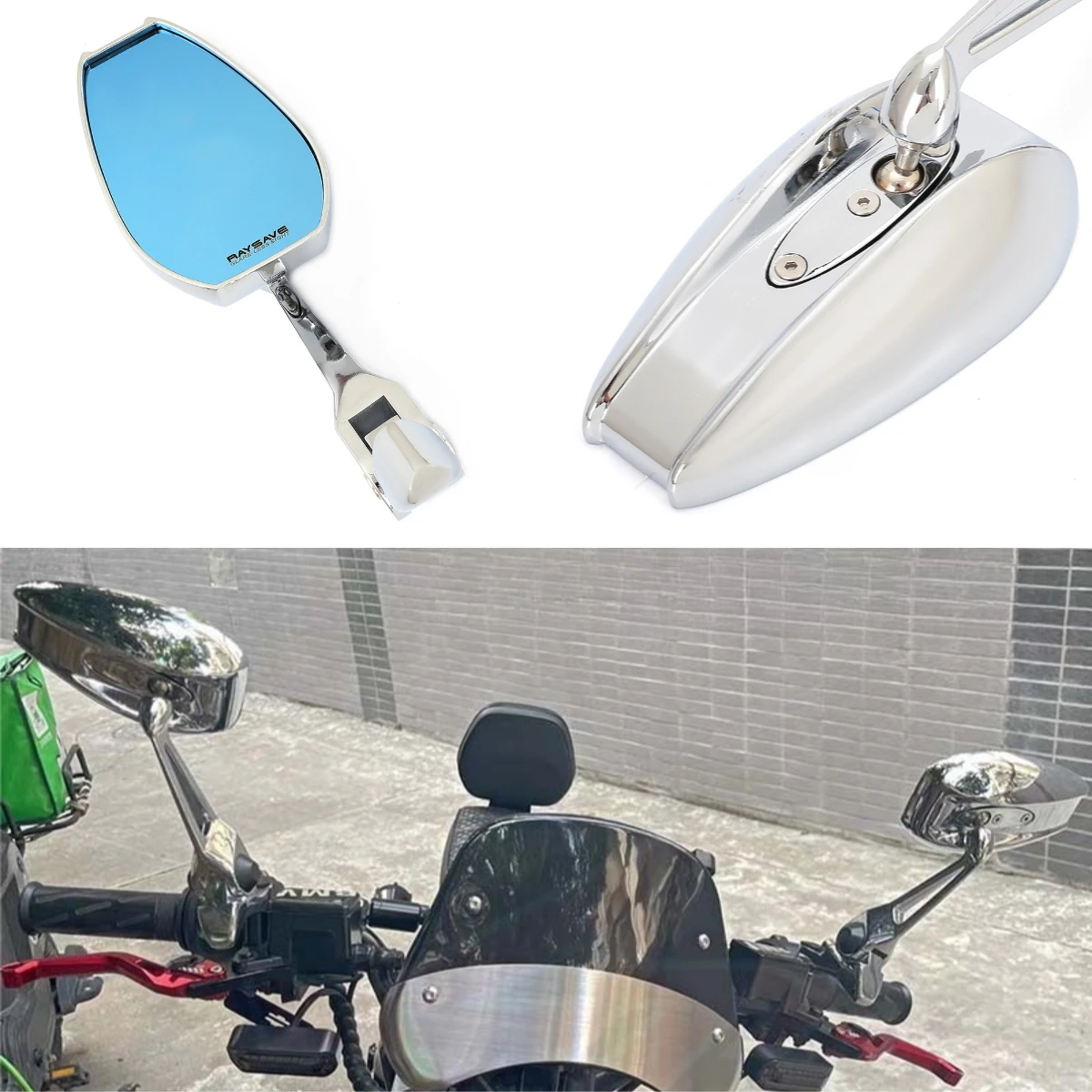 

Universal Motorcycle Scooter Modified Large-field Rearview Mirrors Electroplate Side Mirror