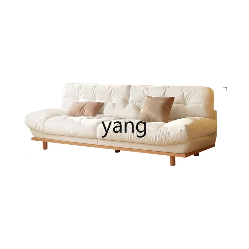 Yjq Fabric Sofa Small Apartment Living Room Simple Log Wind Straight Row Cloud Sofa