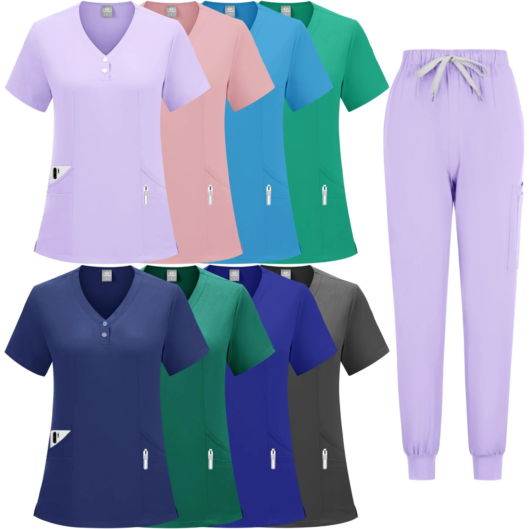 Wholesale Jogger Suit Doctor Nurse Scrubs Set Hospital Medical Surgical Uniforms Multicolor Women Wear Scrub Suit Spa Uniform