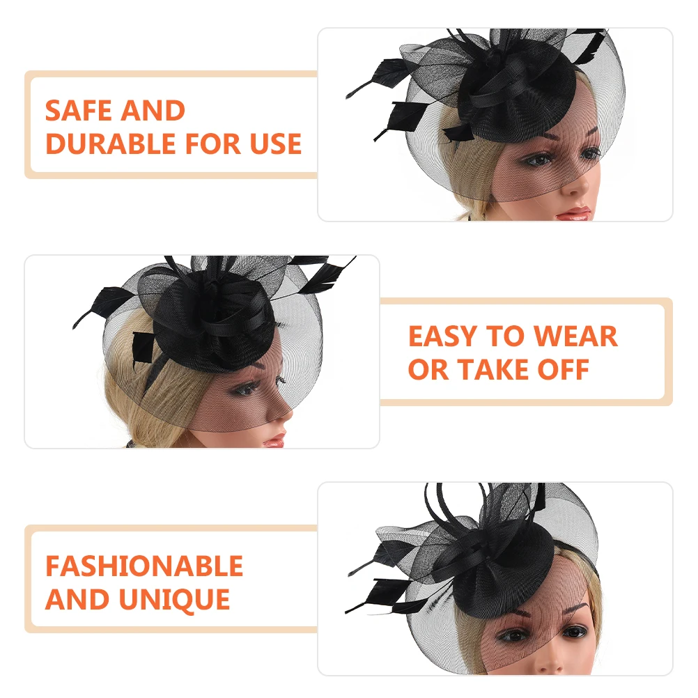 

Hats Hairband Hairpin Tea Party for Women Headband Fascinators Ladies Gauze Black Woman