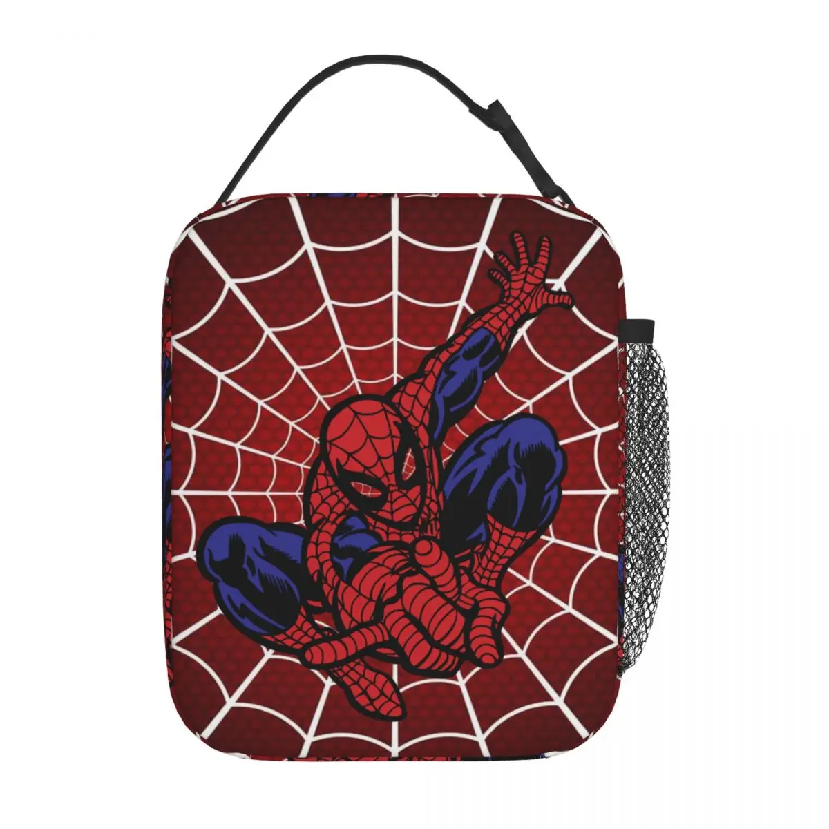 Custom Spiderman Finger Gesture Insulated Lunch Bag for Outdoor Picnic Food Portable Thermal Cooler Lunch Box Women Children