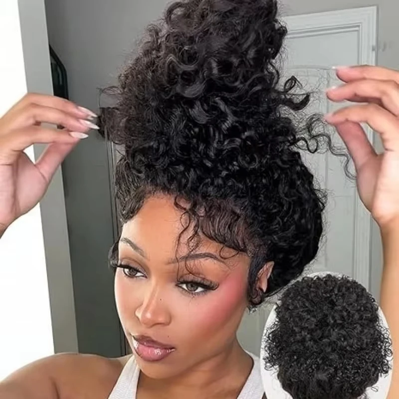 

360 Drawstring Hidden Strap Lace Front Wigs Human Hair Glueless 360 Full Lace Curly Wigs 360 Invisible Strap Lace Deep Wave Wigs