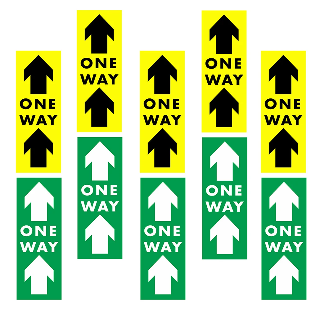 10pcs Waterproof Floor Stickers Social Distance Signs One Way Marker Ground Warning Stickers For Supermarket Store Bank Traffic