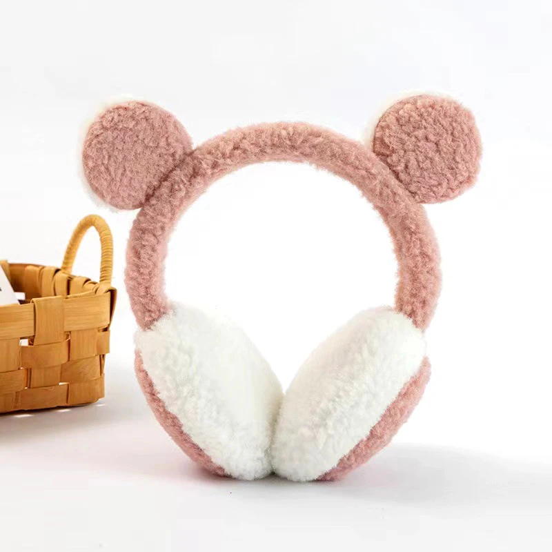 Inverno feminino quente de pelúcia earmuffs bonito urso orelhas orelha mais quente earflap ao ar livre à prova de vento orelha-muffs falso peludo orelha cobre