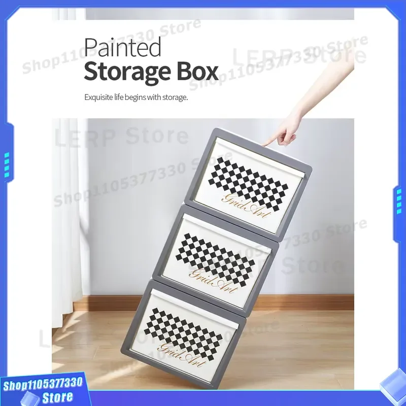 36L Large Capacity Plastic Storage Box Modern Rectangular Drawer Organizer Dustproof Moisture Proof Container for Clothes