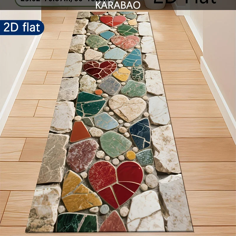 VIKAMA 2d Patterned Mosaic Carpet For Modern Minimalist Corridor, Passageway, Lobby, Living Room Floor Mat And Home Decoration