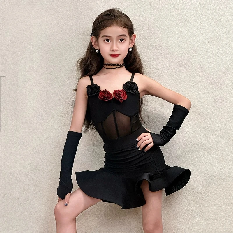 girls-black-slip-latin-dance-dress-floral-chacha-samba-tango-competition-dance-outfits-children-performance-stage-costumes