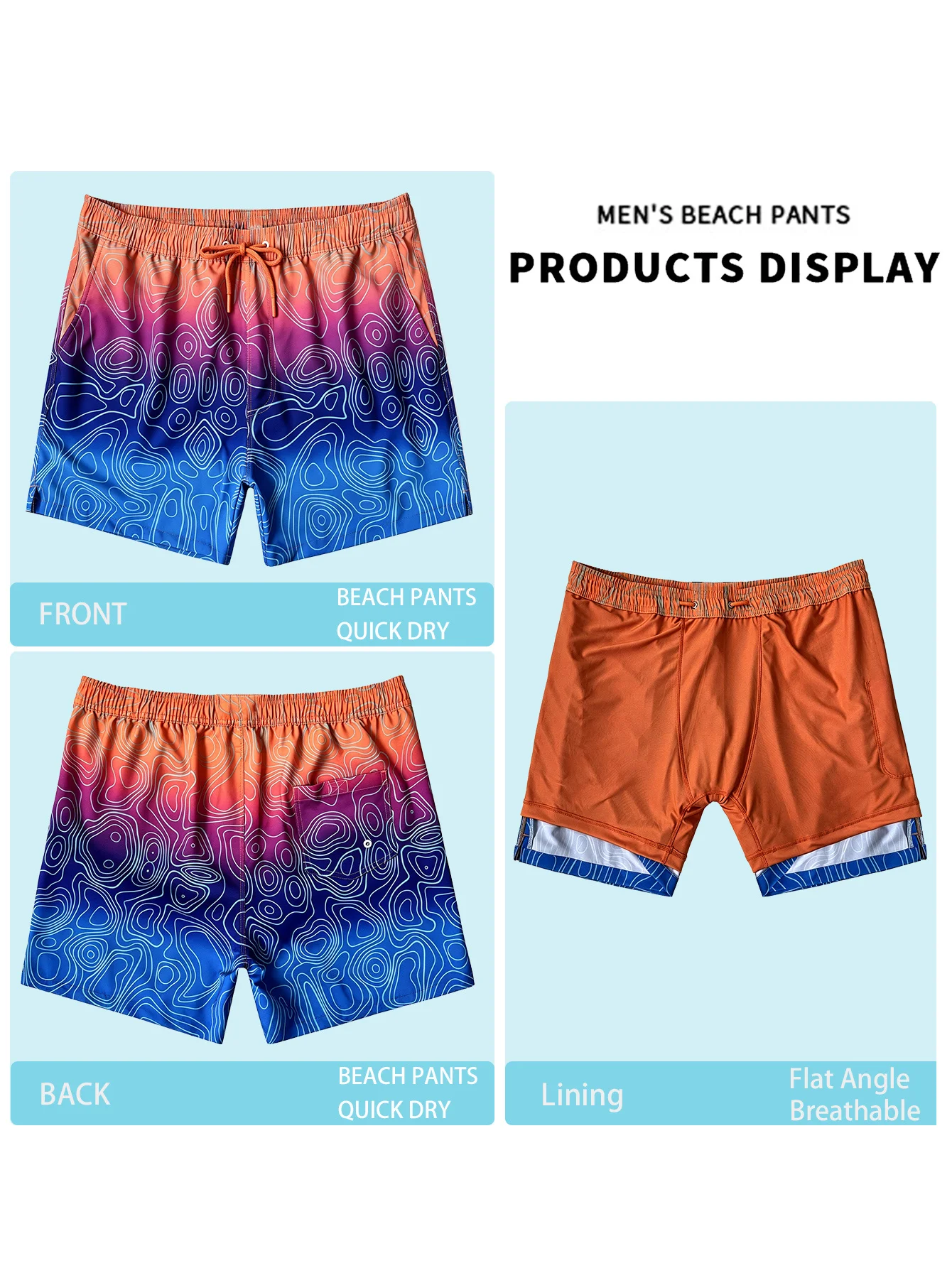 Men's 2-in-1 Swim Trunks, Concealed Zippered Pocket, 5-Inch Breathable, Stylish Beach Shorts