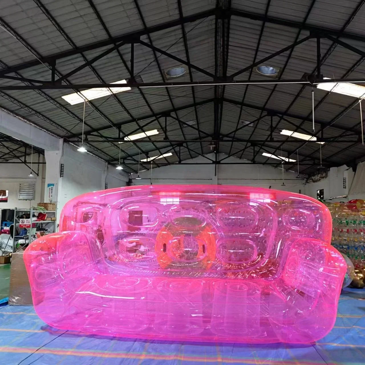 Custom Design Logo Clear PVC4 Person Inflatable Sofa Inflatable Sofa Pink Comfortable Outdoor Inflatable Sofa