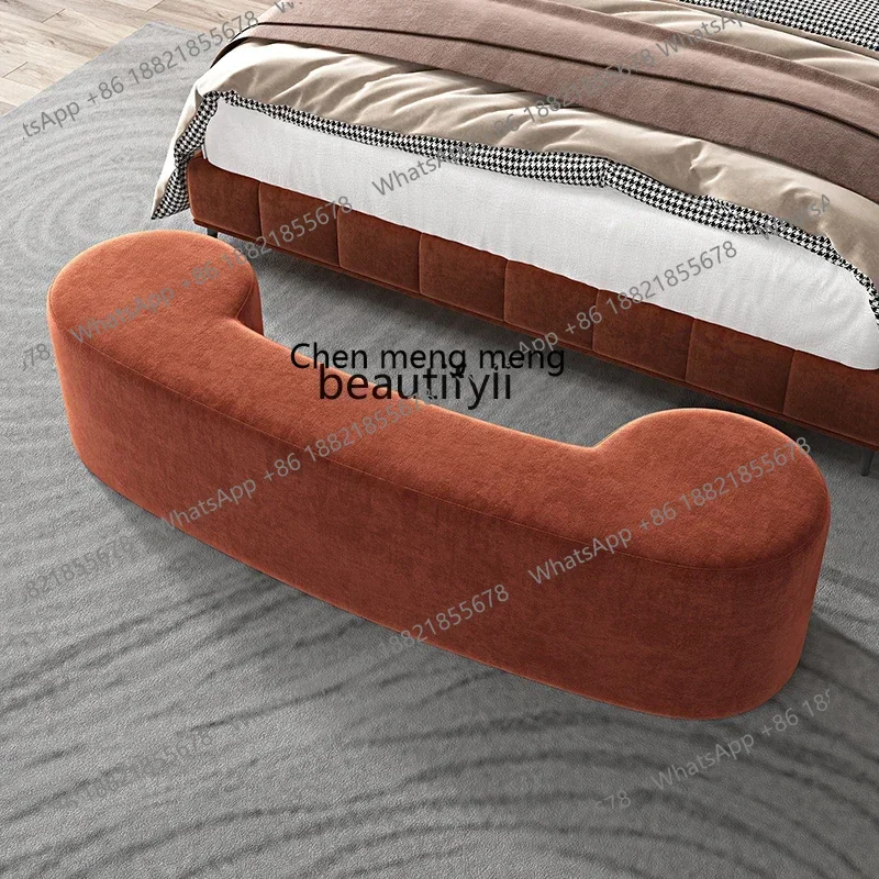X Curved bedside stool master bedroom mood long sofa leather stool minimalist couple flannel stool