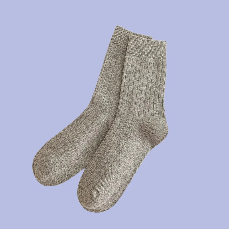 Chaussettes mi-mollet classiques pour hommes, chaussettes décontractées unies, document solide, haute qualité, tout match, mode 2024, 5 paires