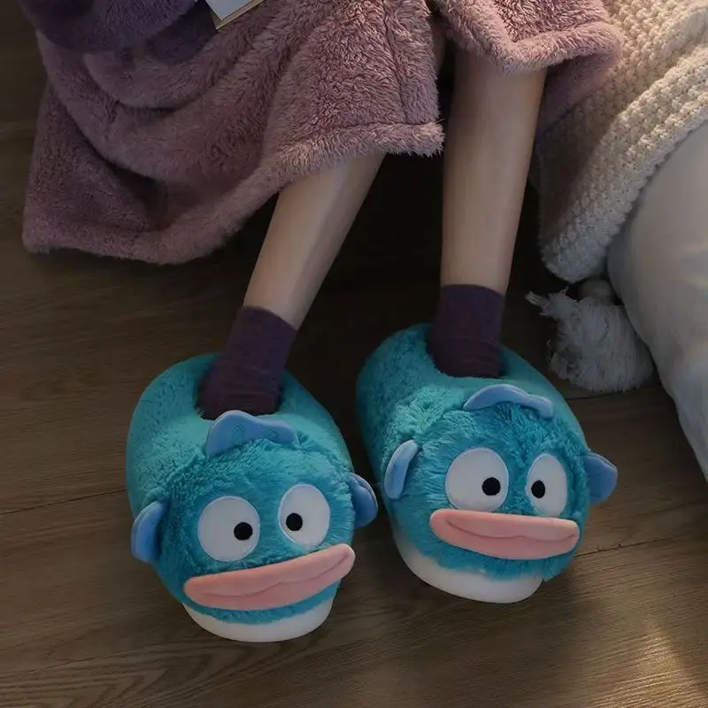 أنيمي Hangyodon Clownfish نعال من القطن كعب مغطاة أحذية قطنية شتاء دافئ أفخم المضادة للانزلاق شبشب منزل للرجال والنساء #4