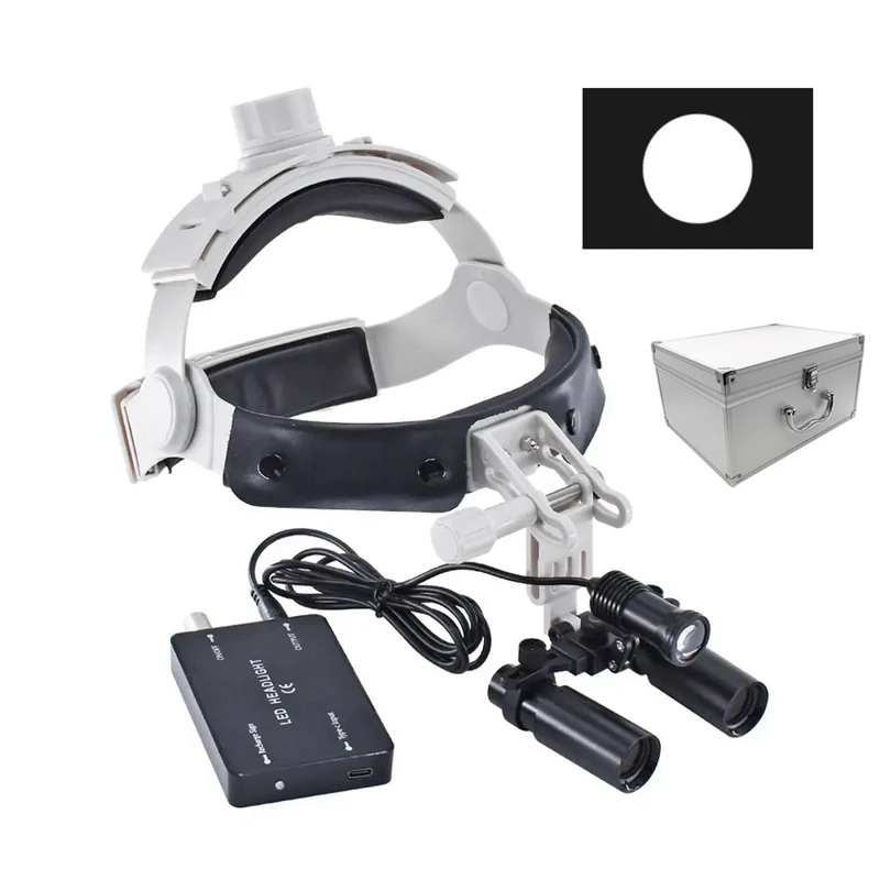 5X / 6X Dental Loupes Kepler Binocular Magnifier Headband Adjustable Lupa with 5W Medical Headlight Dentist Headlamp Metal Box