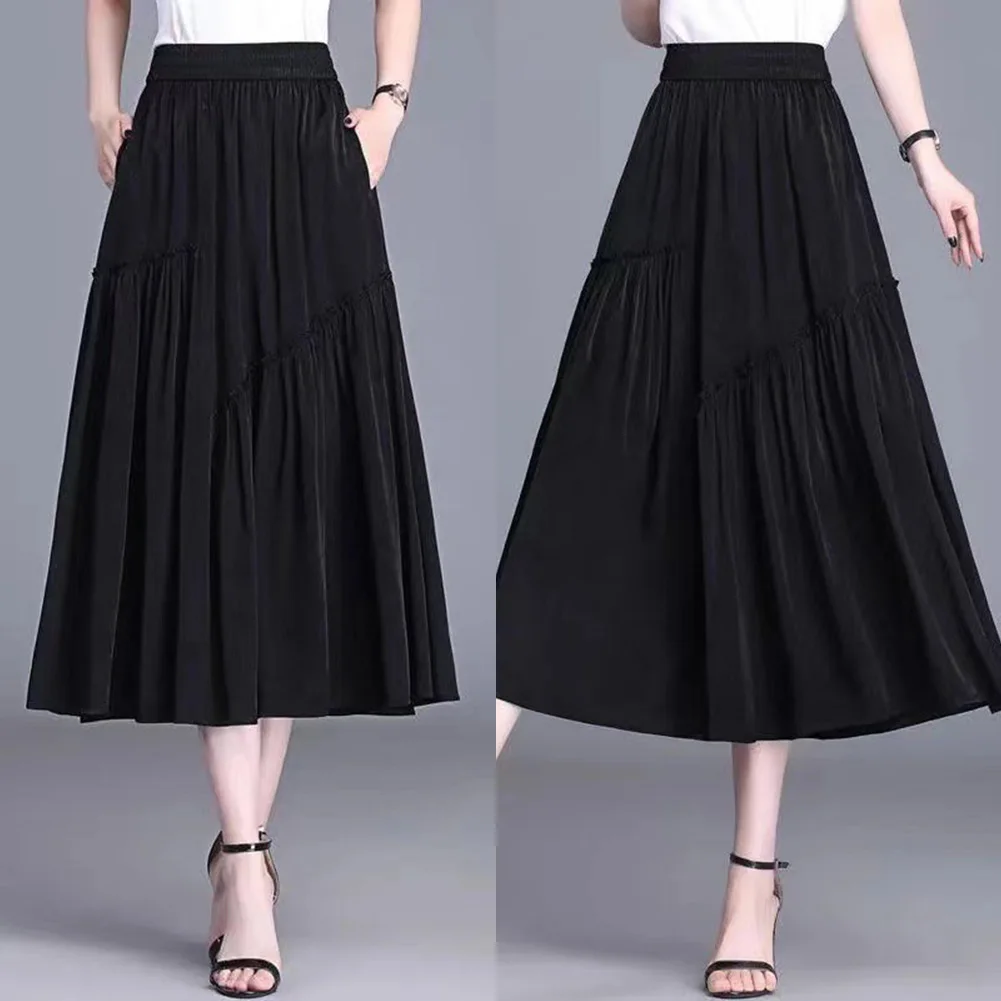 Casual Parties Black A-line Skirt Casual Vintage Pleated Skirt Vintage Style Casual Skirt Daily Wear New Arrival