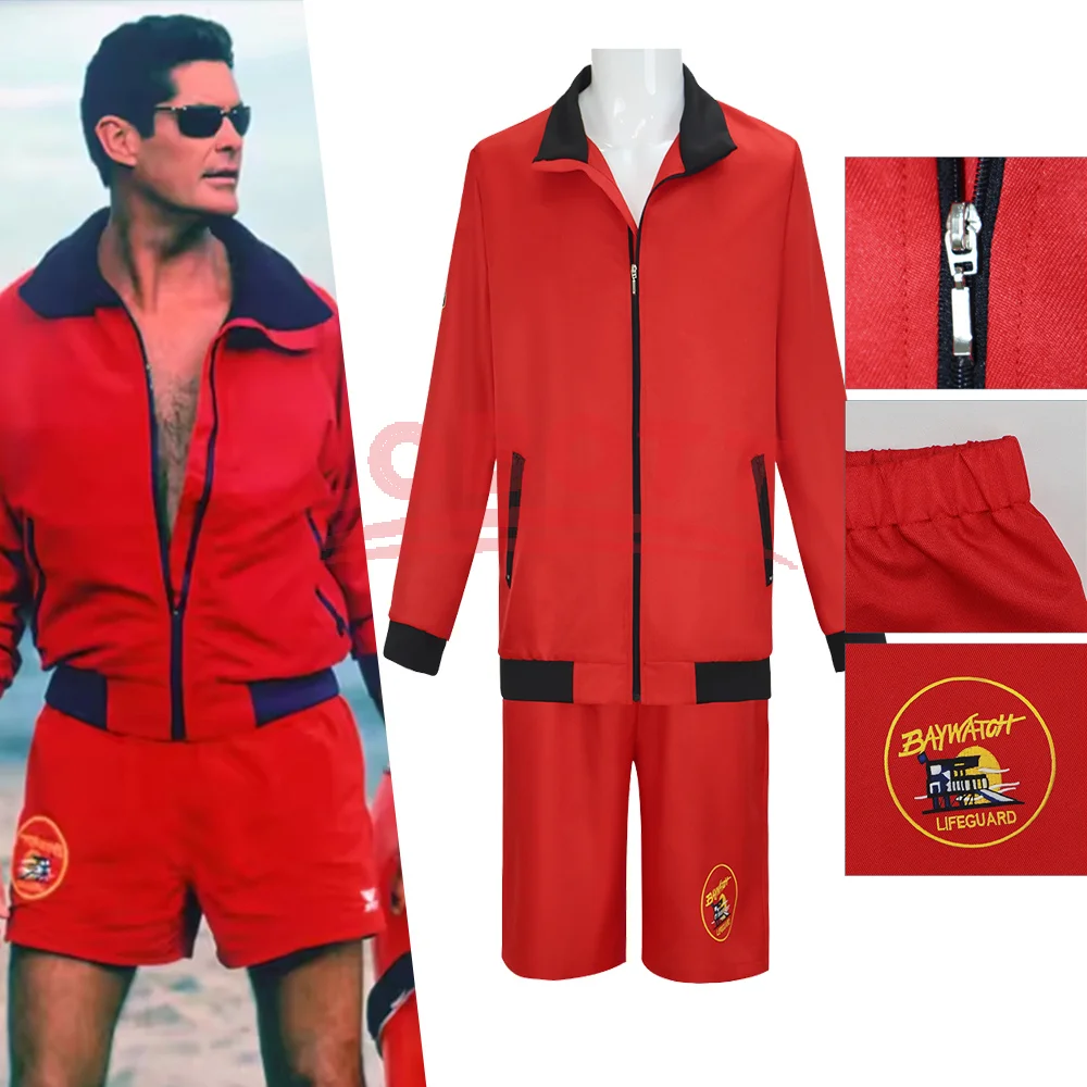 باركر تأثيري المايوه زي 1989 تلفزيون Baywatch الأحمر ملابس السباحة فانتازيا لعب الأدوار مجموعة الصيف الشاطئ زي