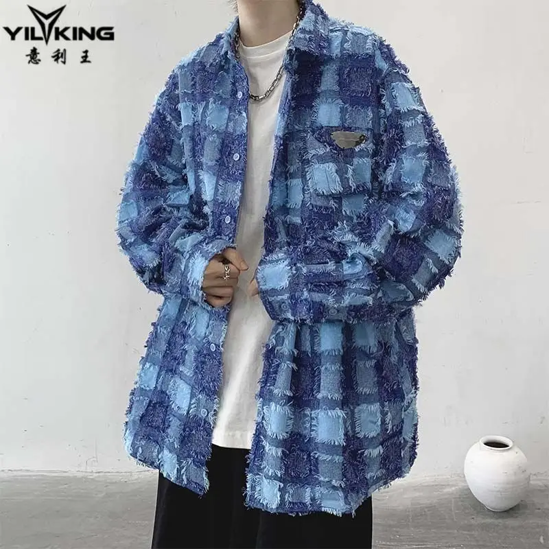 

Plaid Long Sleeve Shirt Men's Jacket Retro Tops