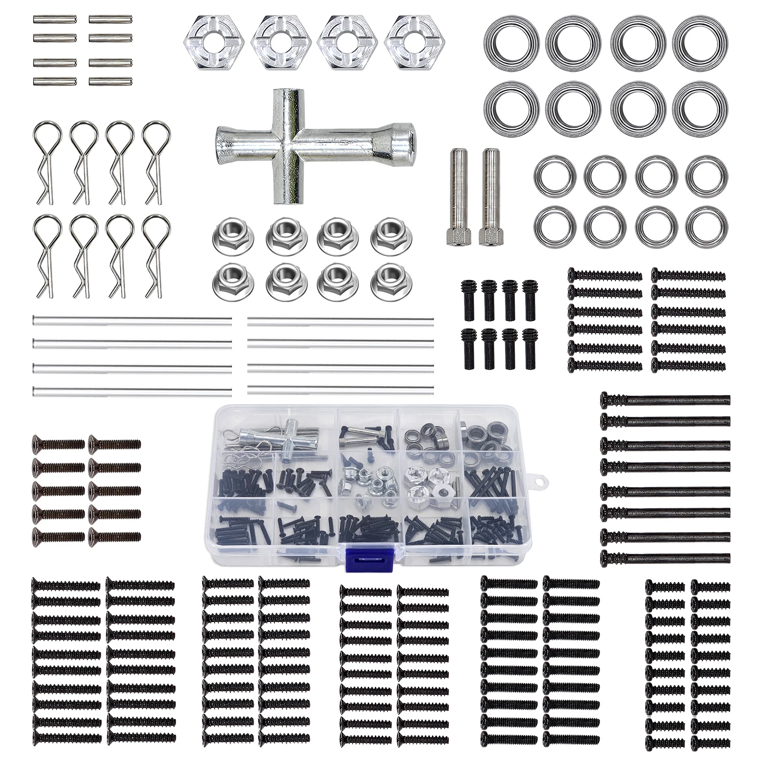 191PCS Replacements Kits Box R1810 R168Z Bearing, Metal Hex, M40 Nuts, Bolts, M0522, S4092 And Common Screws For Hyper Go Cars