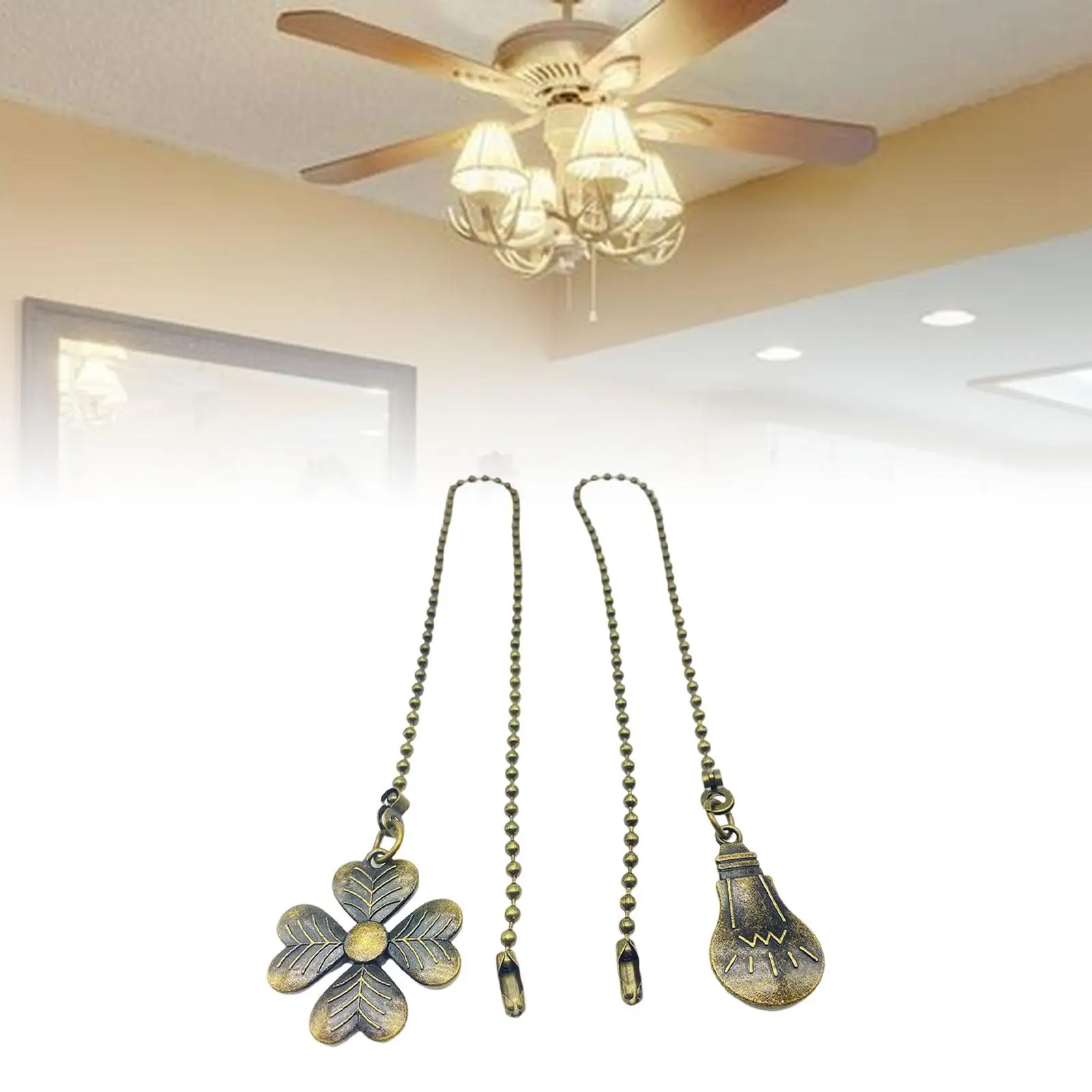 2Pcs Ceiling Fan Extension Pull Chain Light Pull Chain Ball Hanging Pendant 18 inch Fan Pull Chain for Fixture Replacement