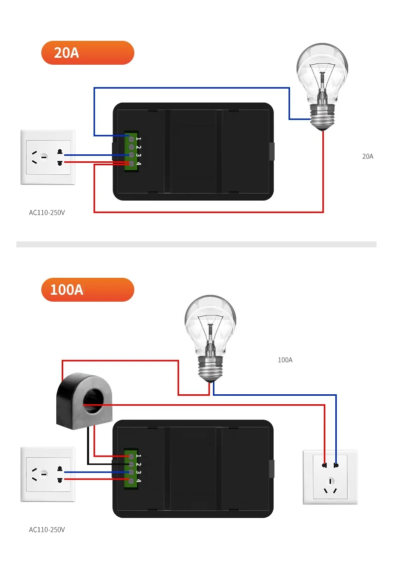 6 IN 1 LCD Digital AC 20A 100A 110V 220V Voltage Energy Meter Voltmeter Ammeter Power Current Panel Watt Combo Indicator NEW