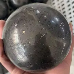 Genuine Shungite Sphere Natural Stones Crystal Ball Quartz Point Sphere Feng Shui Ornaments Ore Elite Minerals Room Decoration