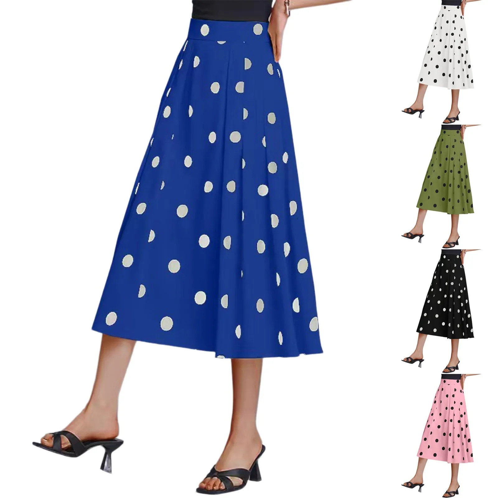 Franse elegante stippenrok voor dames hoge taille retro stippenrokken losse zomer halflange A-lijn rok