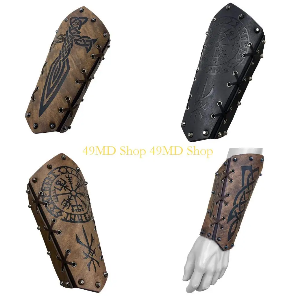 49md-black-pu-leather-arm-guards-with-embossed-cuffs-versatile-use-for-cosplay-costume-make-up-party