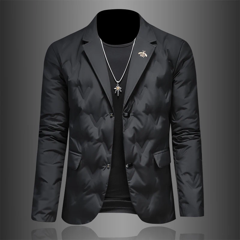 

Модная легкая мужская пуховая куртка с отложным воротником, короткий рукав, новинка зимы 2025, молодежное пальто из полиэфирного волокна