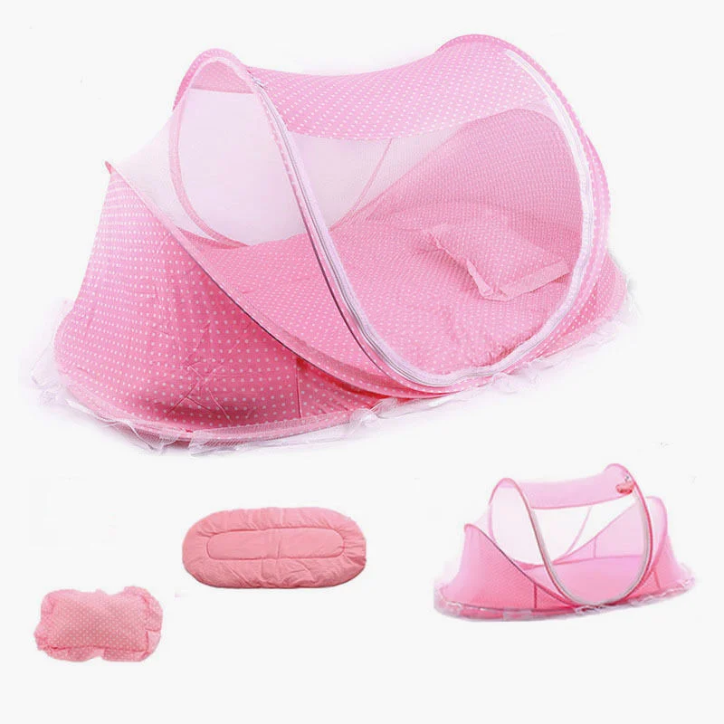 Baby Bedding Crib Netting Folding Baby Mosquito Nets Bed Mattress Pillow Three-piece Suit For 0-3 Years Old Children