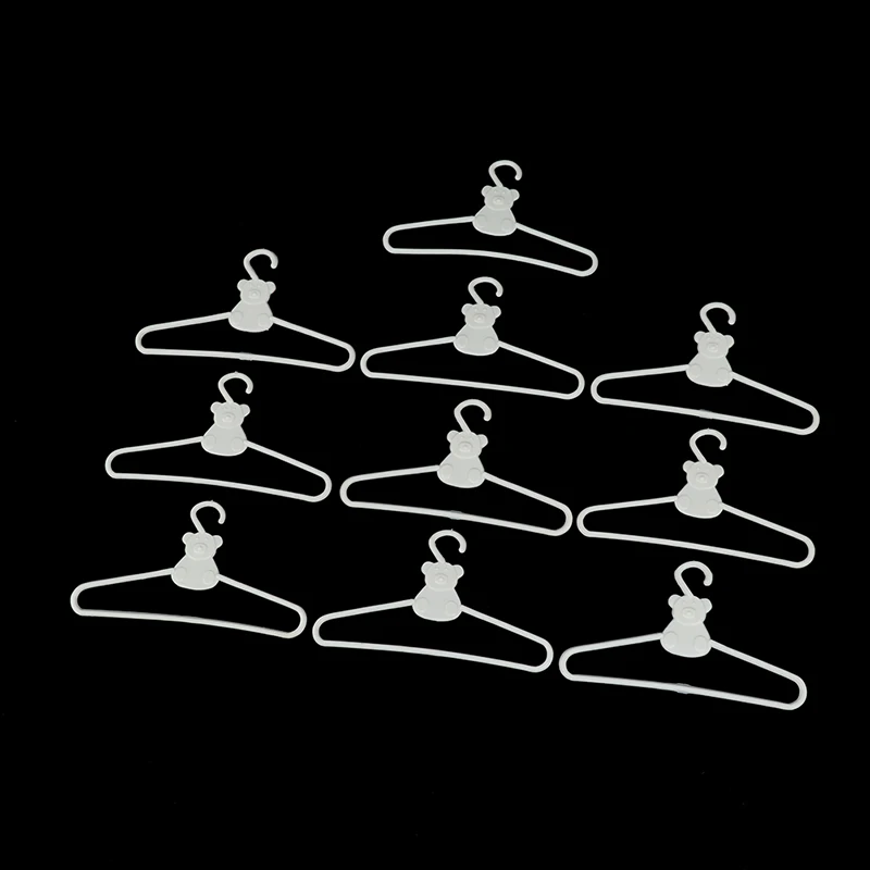 10 mini Hangers white coat Dress doll Plastic Clip hangers For Doll Wardrobe