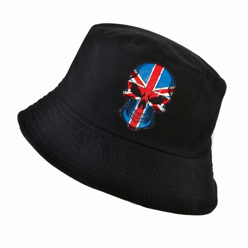 

British flag skull hat Fashion Outdoor Foldable Bucket Hat men hunting visor Fisherman cap