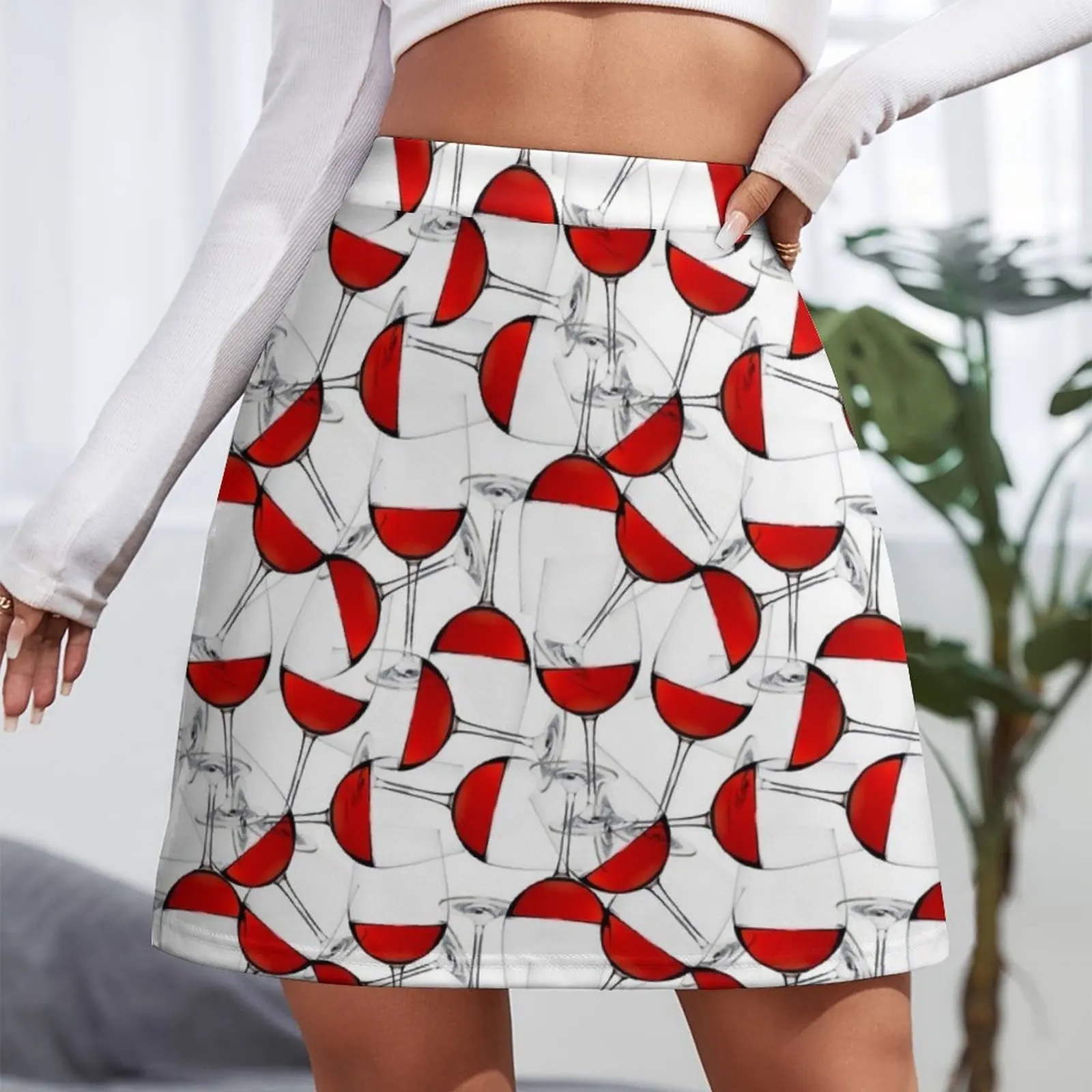 Wine Glasses Tossed Print Mini Skirt fashion new in dresses