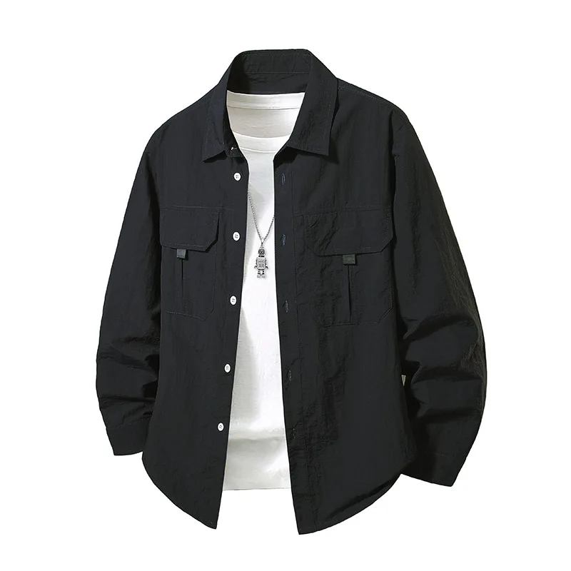 

Быстросохнущая рубашка с длинными рукавами, мужские уличные весенне-осенние топы, спортивная дышащая американская рубашка для инструментов 2025