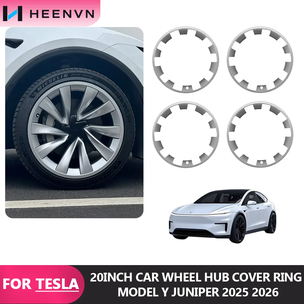 HEENVN 20-Inch Wheel ABS Rim Guard Hubcap Cover for Tesla Model Y Juniper 2025 Scratch-Proof Car Protection Hub Cap