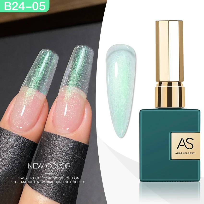 AS 15ml Aurora Glitter Nail Gel Polish Blue Purple Sparking Gel Nail Art Semi Permanent UV Gel 2 In 1 Function Top Coat