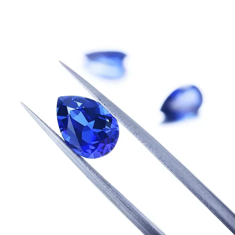 

Ruihe New Pear Shape Big Size Lab Blue Sapphire High Quanlity Handmede Gemstones for Jewlry Rings Earrings Making