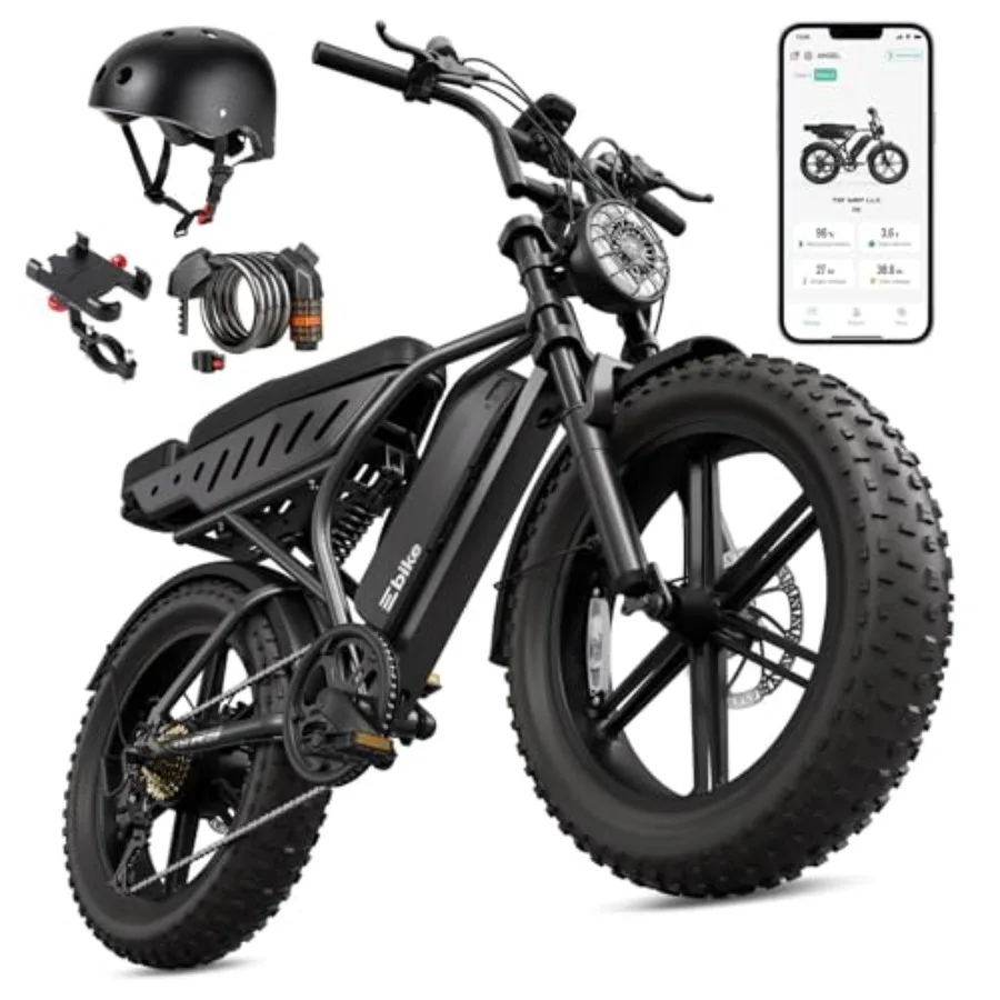

All-terrain electric dirt bike for adults, aluminum alloy frame, black, 1500W peak power, 20 fat tires, 60/130 miles range, UL