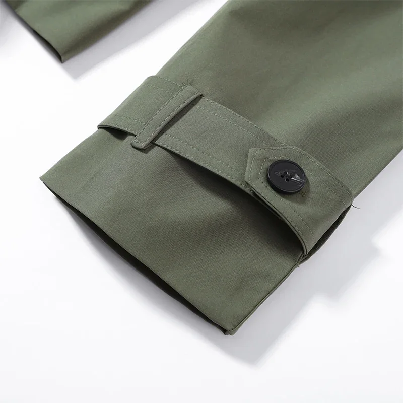 Frühlings-Damen-Trenchcoat mit Schnürung, Stehkragen, Doppelreihiger Knopfverschluss, Stilvolle Neue Damen-Jacke mit Langen Ärmeln, Streetwear-Oberbekleidung – Detail 6