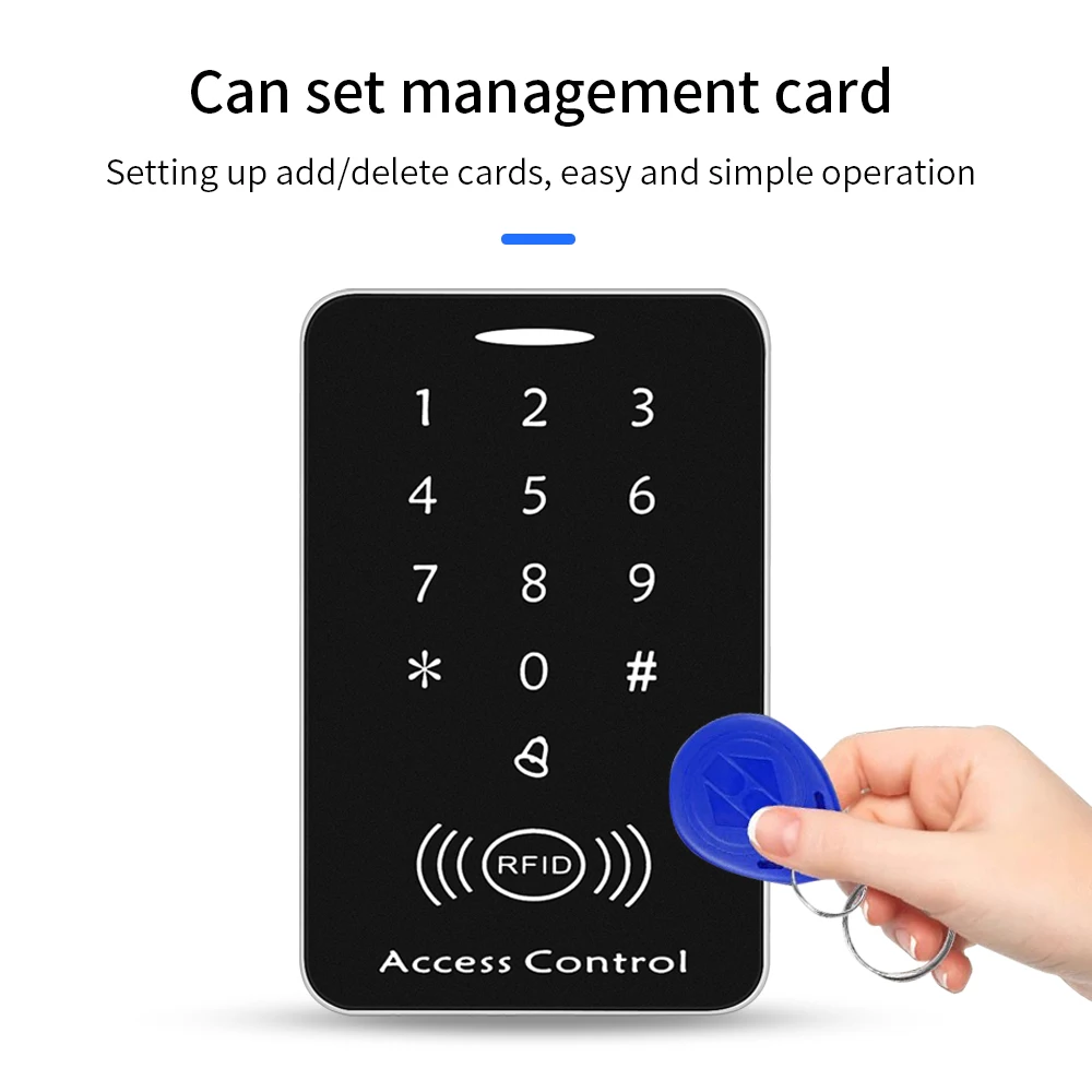 Lecteur de carte anti-duextrêmes RFID intelligent, 125KHz, clavier de contrôle d\'accès ID, lecteur de carte crypté avec interface, 1000 utilisateurs