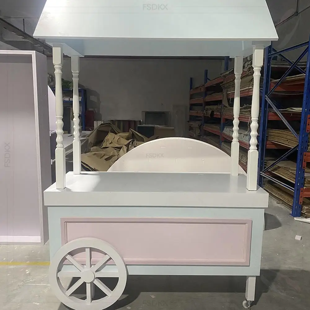 

FSDKX Customized Candy Cart for Luxury Party Decorations White Candy Cart Design